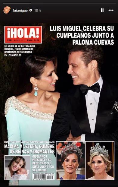 Luis Miguel y Paloma Cuevas aparecen muy enamorados en una reciente portada de la revista '¡Hola!'. El artista compartió la captura en sus redes sociales, algo poco común en él.