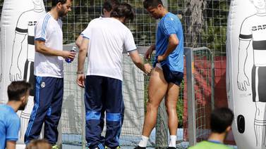 Cristiano Ronaldo sufrió un golpe en el entrenamiento, pero asegura estar bien