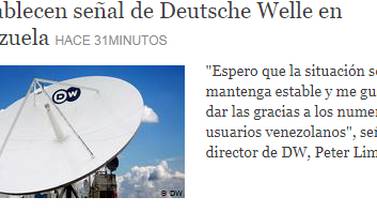 Señal de la cadena Deutsche Welle regresa a Venezuela