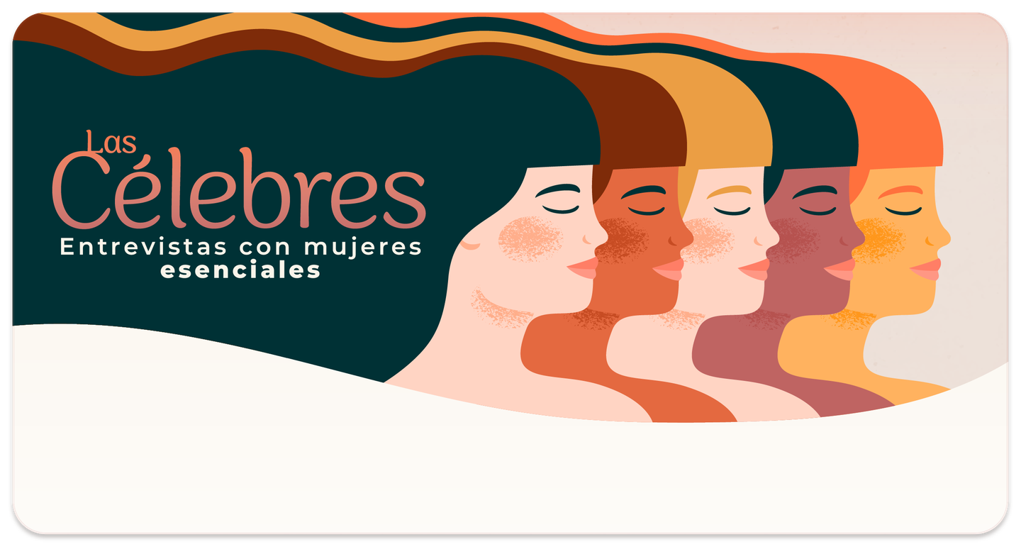 'Las Célebres', programa radial de Mía Gallegos sobre mujeres insignes de Costa Rica. Diseño de Marcela Álvarez Gallegos.