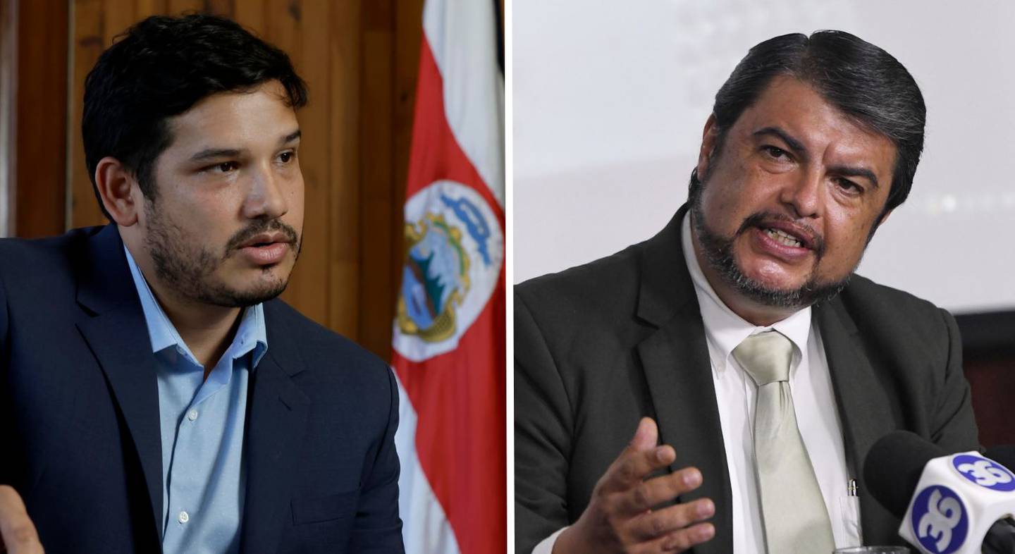 En la imagen, a la izquierda, el ministro de Agricultura y Ganadería, Víctor Julio Carvajal, a la derecha, el ministro de Seguridad Pública, Mario Zamora.