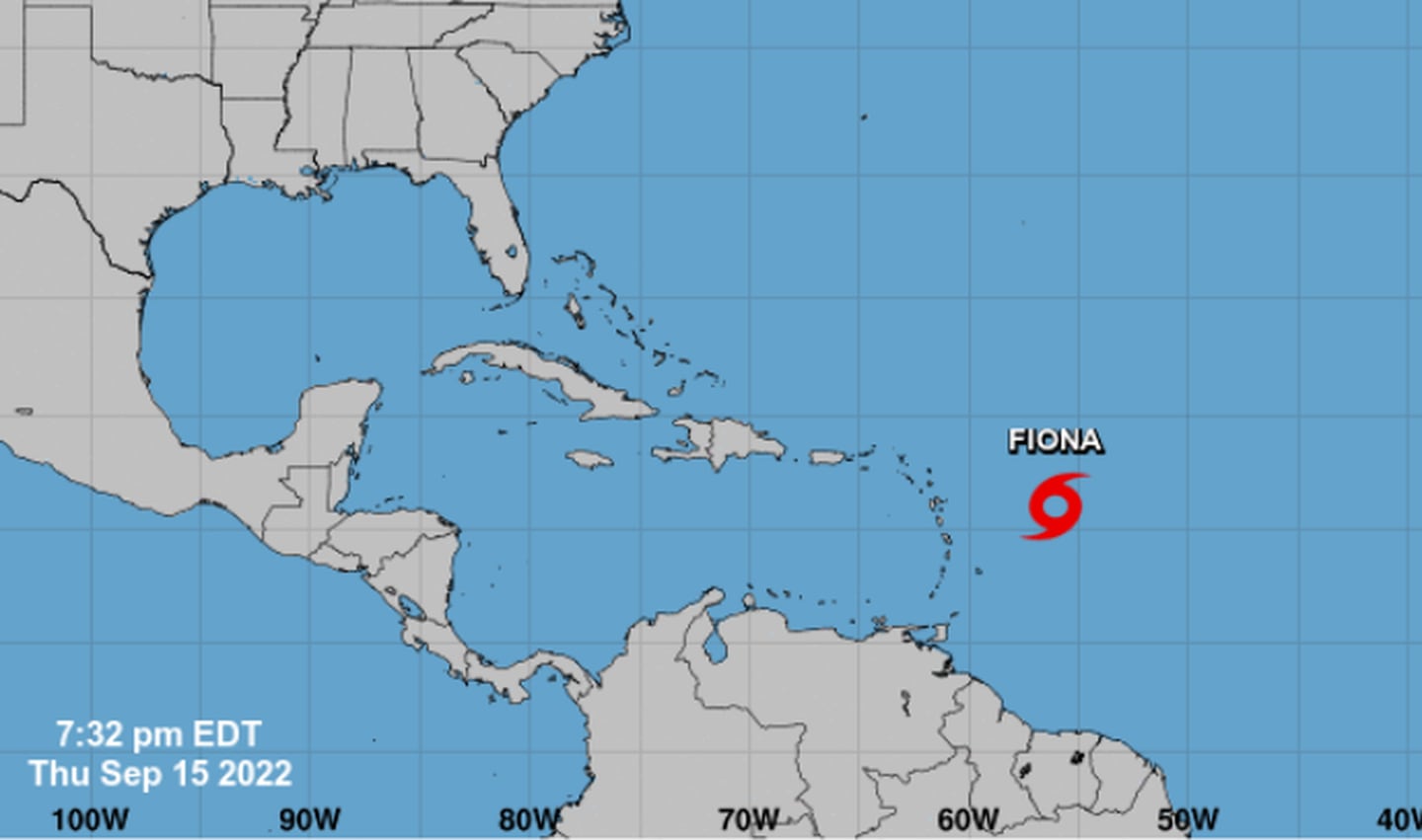 Este 15 de setiembre se formó la tormenta tropical Fiona, según expertos se enrumbará al norte sin afectación alguna para el istmo centroamericano. Imagen: Centro Nacional de Huracanes.