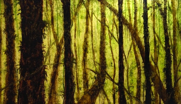La pintura 'Bosque de transición'. Foto: Museo de Arte y Diseño Contemporáneo.