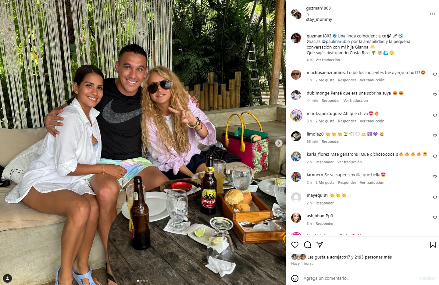 David Guzmán lo expresó en su cuenta de Instagram, que encontrarse con Paulina Rubio fue una "linda coincidencia". Foto: Instagram.