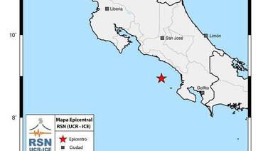 Inusual dupleta sísmica al sur de Dominical despertó a la población este martes