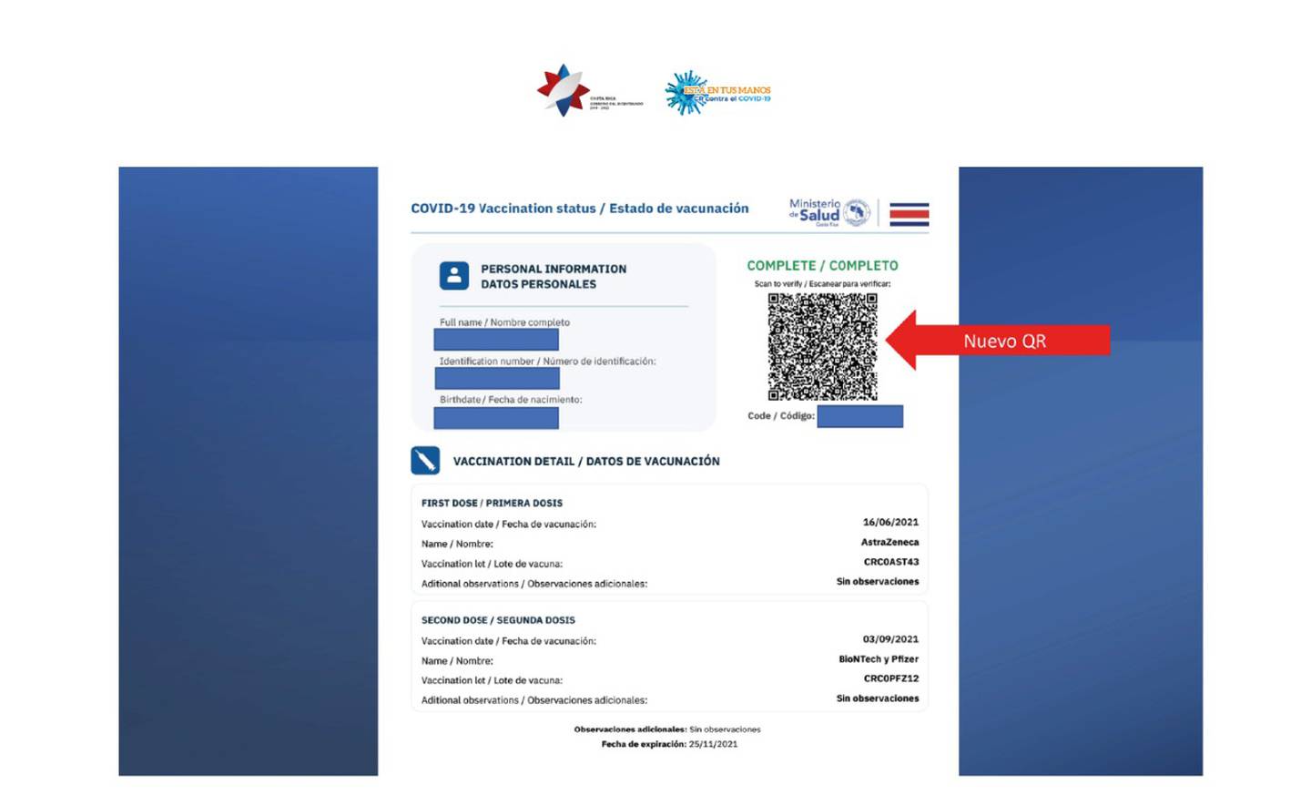 A partir del primero de diciembre será obligatorio mostrar el código QR de certificado de vacunación covid-19 completo en diferentes establecimientos del país