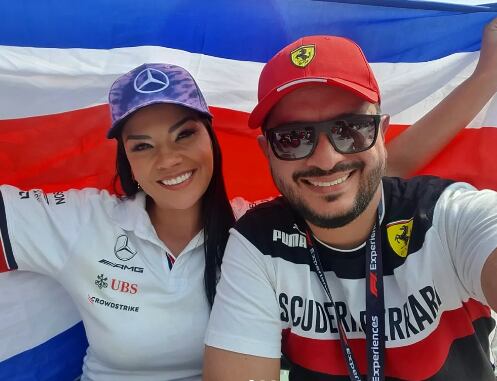 Natalia Rodríguez asegura que su esposo, Emilio Garro, es quien despertó su pasión por la Fórmula 1. Además, es su gran compañero de viajes. 