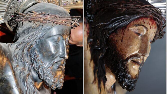 Imagen del Cristo de Lepanto era negra por las capas de suciedad, por lo que las tareas de restauración, que empezaron en el 2020, recuperaron la iconografía original. 