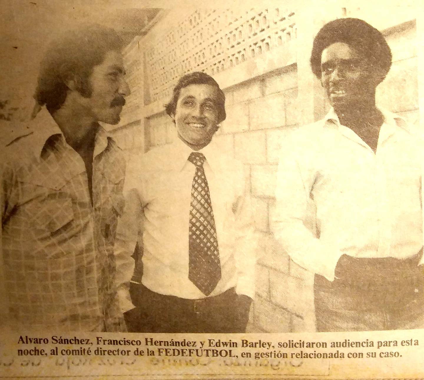 Álvaro Sánchez, Francisco Hernández y Edwin Barley fueron a una audiencia ante el comité director de la Fedefútbol. Fotografía: Centro de Documentación de La Nación