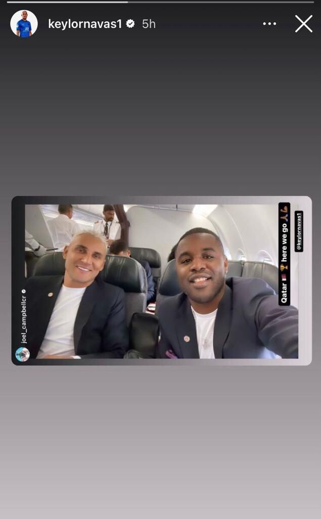 Keylor Navas y Joel Campbell  disfrutaron del viaje a Qatar. Son dos de losm jugadores más activos en redes sociales. Tomadas de redes sociales