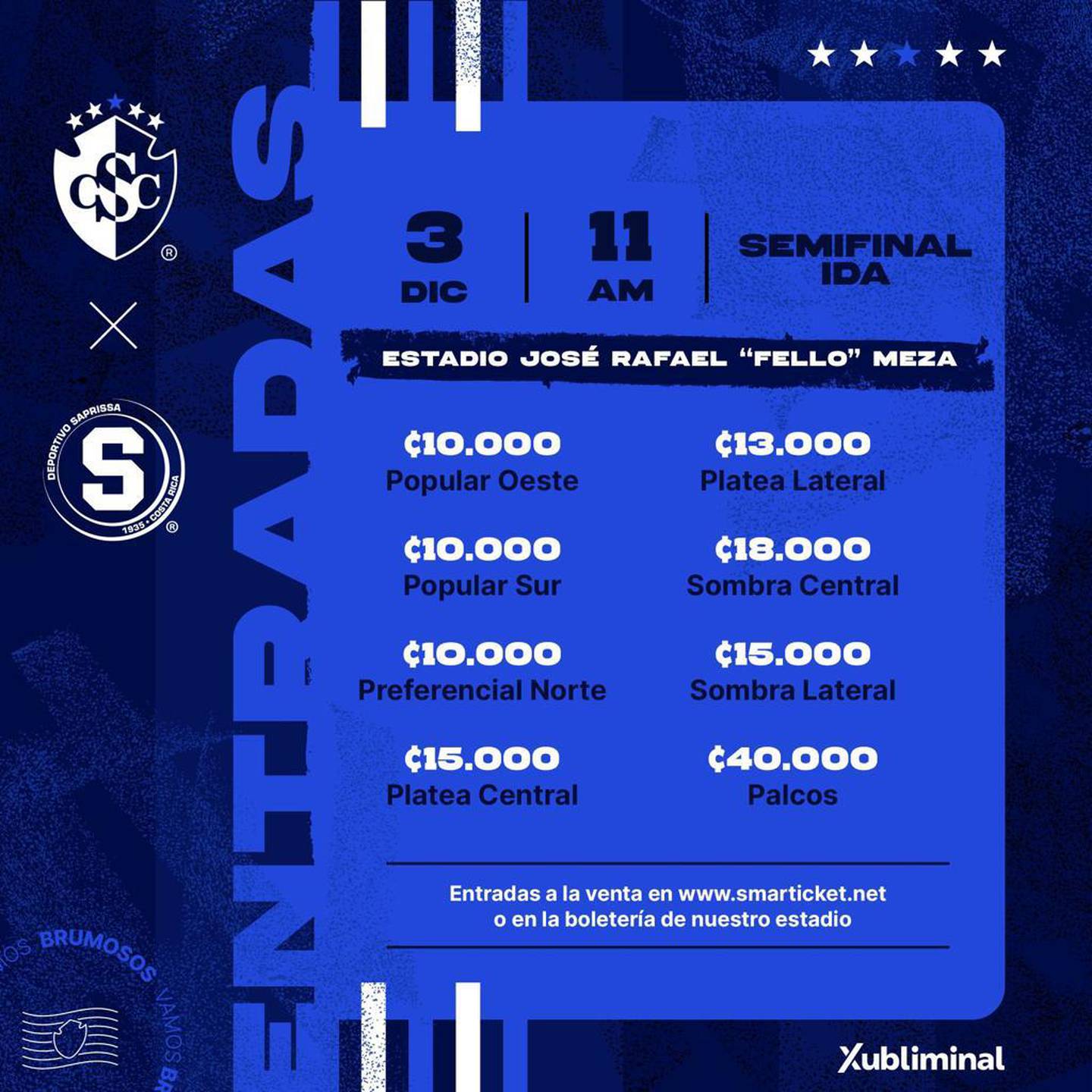Cartaginés estableció los precios para su juego de semifinales ante Saprissa, en el Fello Meza.