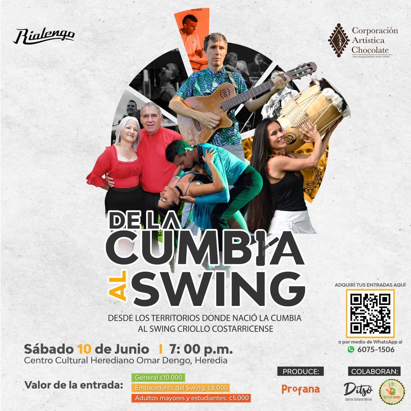 Afiche oficial del evento 'De la Cumbia al Swing'.