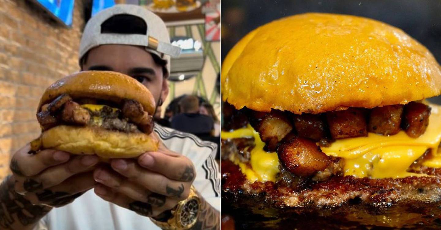 Oriundo de Desamparados, Fabián Recomienda llegó a visitar restaurantes nuevos todos los días para generar contenido. En la foto, con una hamburguesa de Charles BBQ.