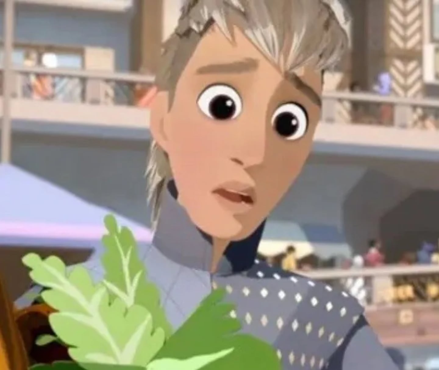 En la película, el personaje animado de Torres es Diego, un escudero de los Caballeros de Élite del reino.