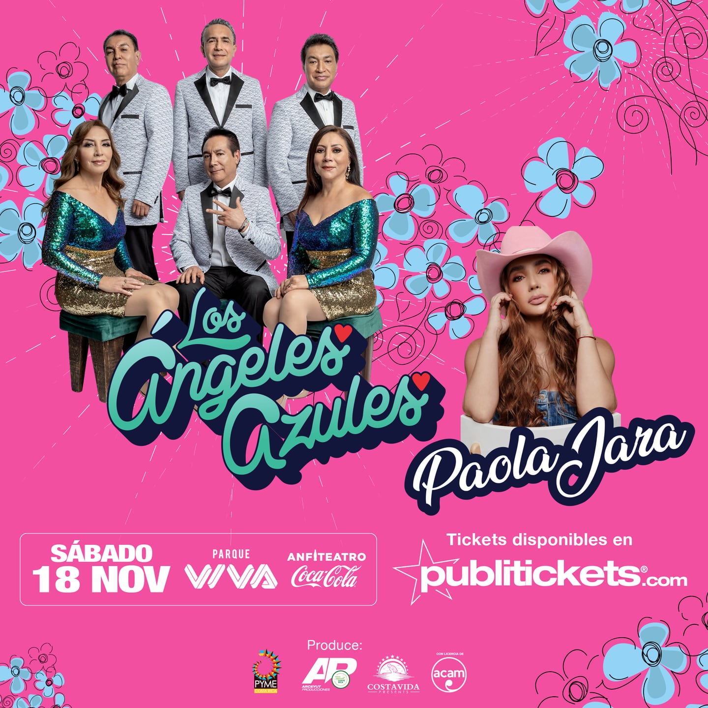 La banda mexicana Los Ángeles Azules se presentará con la colombiana Paola Jara el 18 de noviembre, quien dará su primer espectáculo en suelo tico.