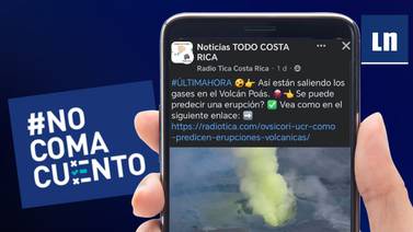 Volcán Poás no está expulsando gases amarillos como circula erróneamente en redes sociales 
