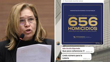 Diputada Ada Acuña dice que récord de 656 homicidios es un ‘lindo número para la lotería’