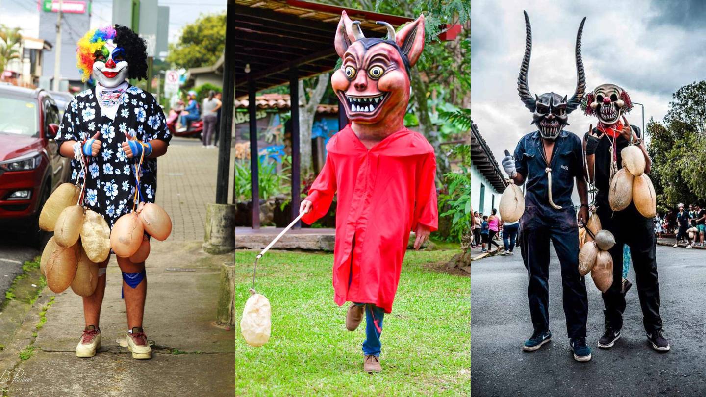 Los payasos y vejigas de cerdo son fundamentales en las Fiestas de Barva (Foto: La Original Payasos Barva y Danny Lara (centro)