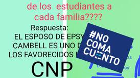 #NoComaCuento: Vuelve a circular información falsa en la que se afirma que el esposo de Epsy Campbell es proveedor del CNP 