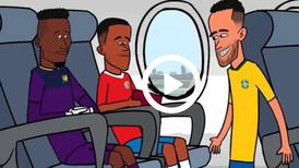 Joel Campbell viaja a Qatar y Donnarumma sufre en el aeropuerto en video de dibujos animados