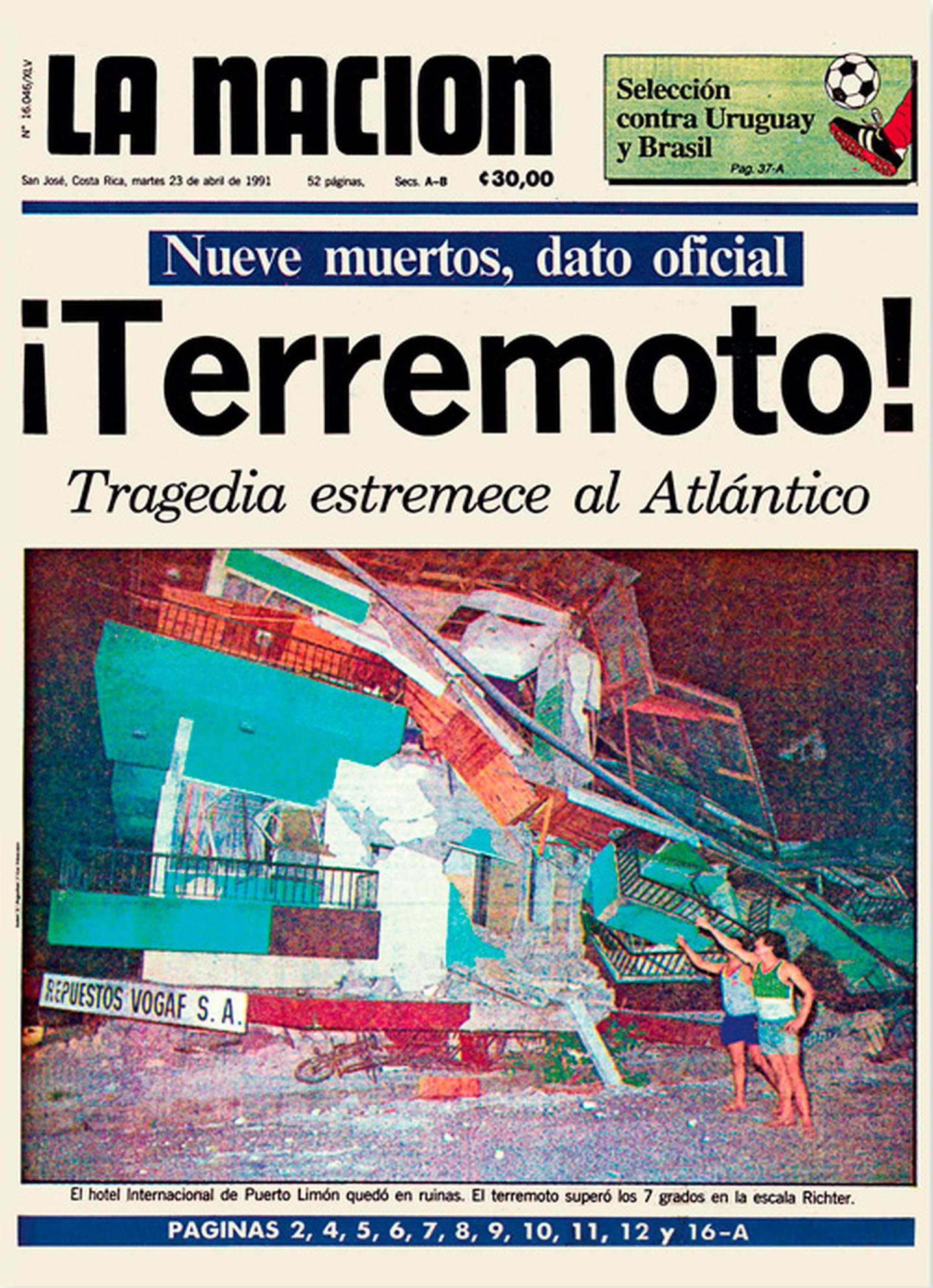 Portada La Nación 23 de abril de 1991