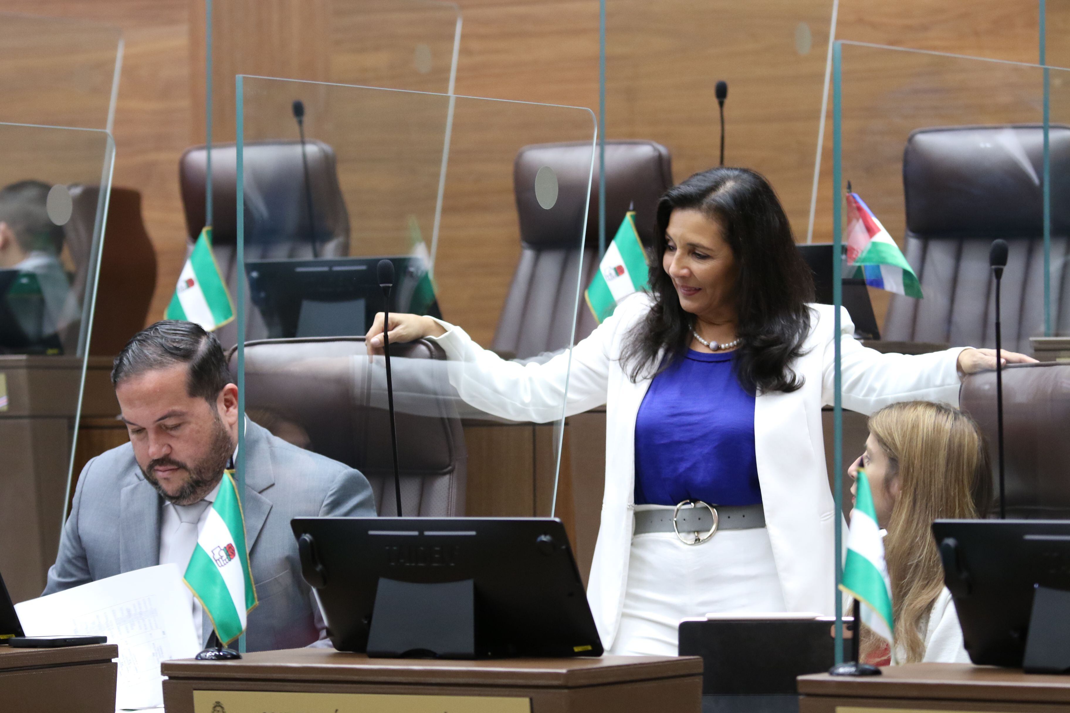 La propuesta fue defendida por la diputada del PLN, Paulina Ramírez. En la imagen, la acompañan los verdiblancos Danny Vargas y Andrea Álvarez. Foto: Asamblea Legislativa 