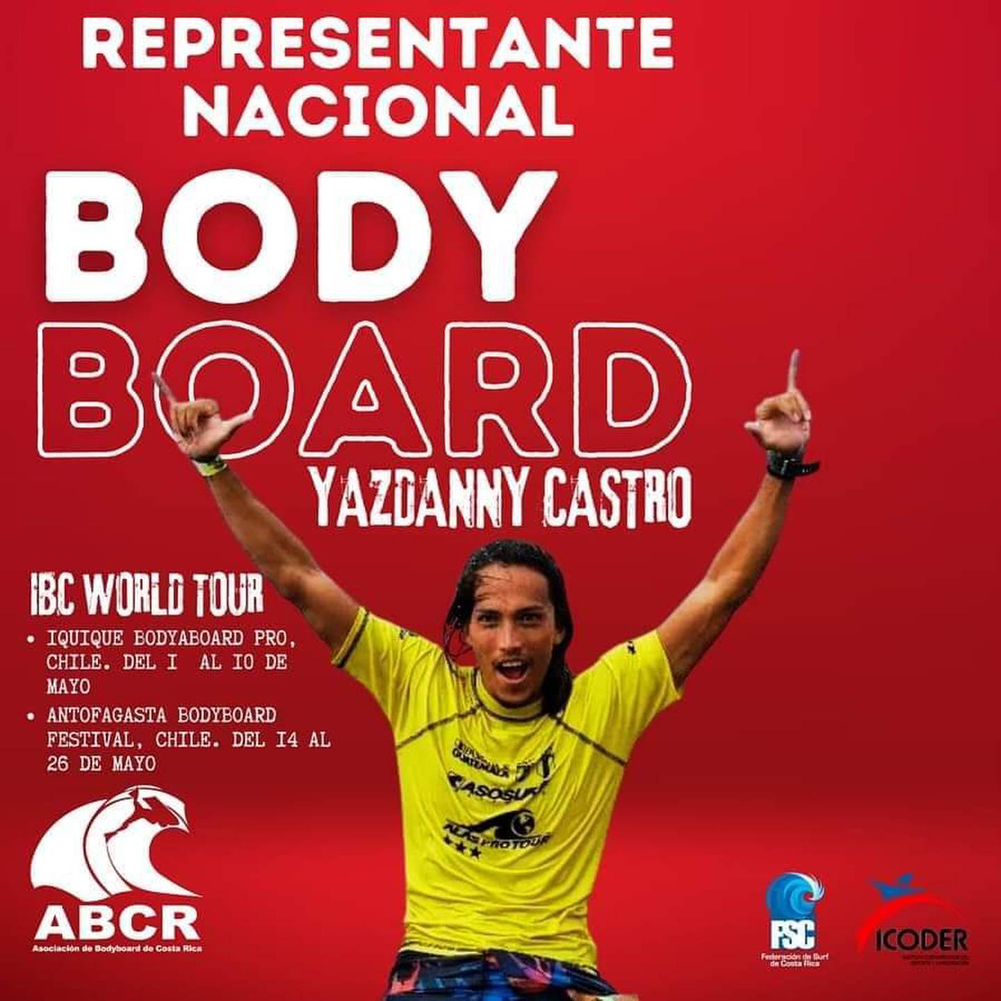 Yazdany Castro
Selección Nacional  Bodyboard
Tour Mundial Iquique, Chile
6 de mayo del 2024
Cortesía