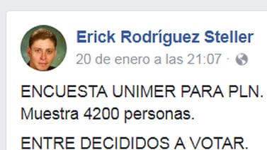 #NoComaCuento: Candidato a diputado del PIN difunde encuesta falsa en Facebook