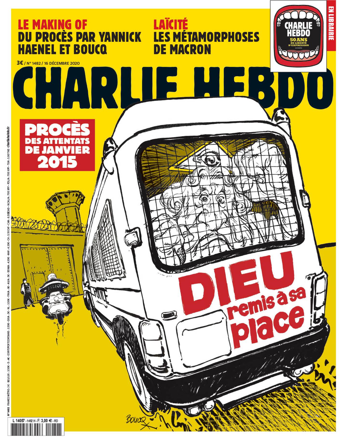 Portada de Charlie Hebdo donde pone "a Dios en su sitio"