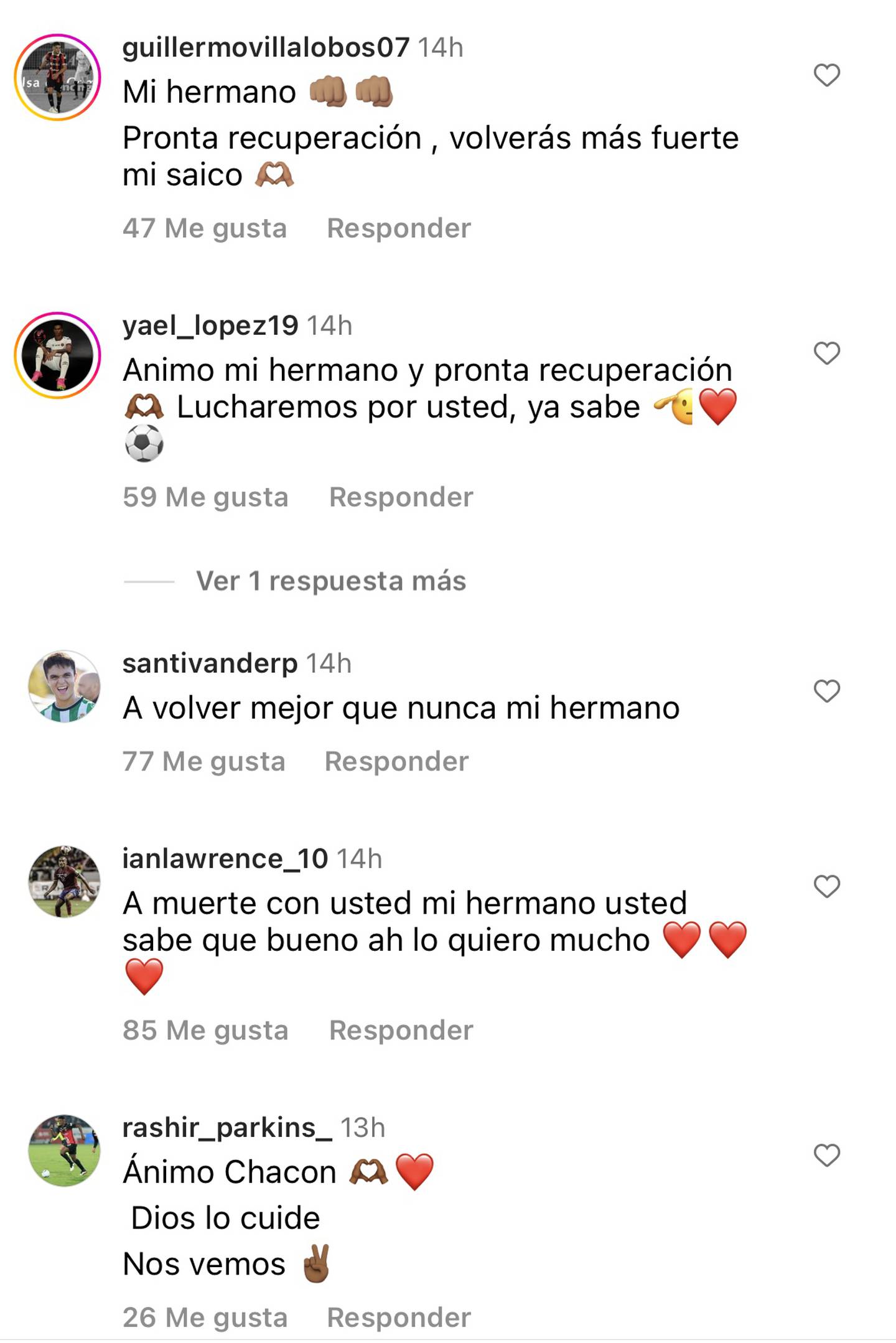 Jugadores de Alajuelense, Cartaginés y jugadoras de la Selección Femenina escribieron mensajes de apoyo total a Daniel Chacón en este duro momento por la lesión.