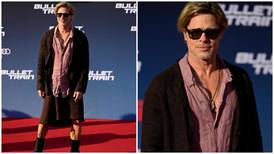 Brad Pitt desfila en enagua y se roba las miradas en la alfombra roja