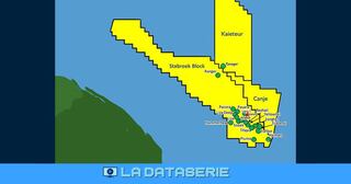 Mapa de bloques petrolíferos frente a las costas de Guyana.