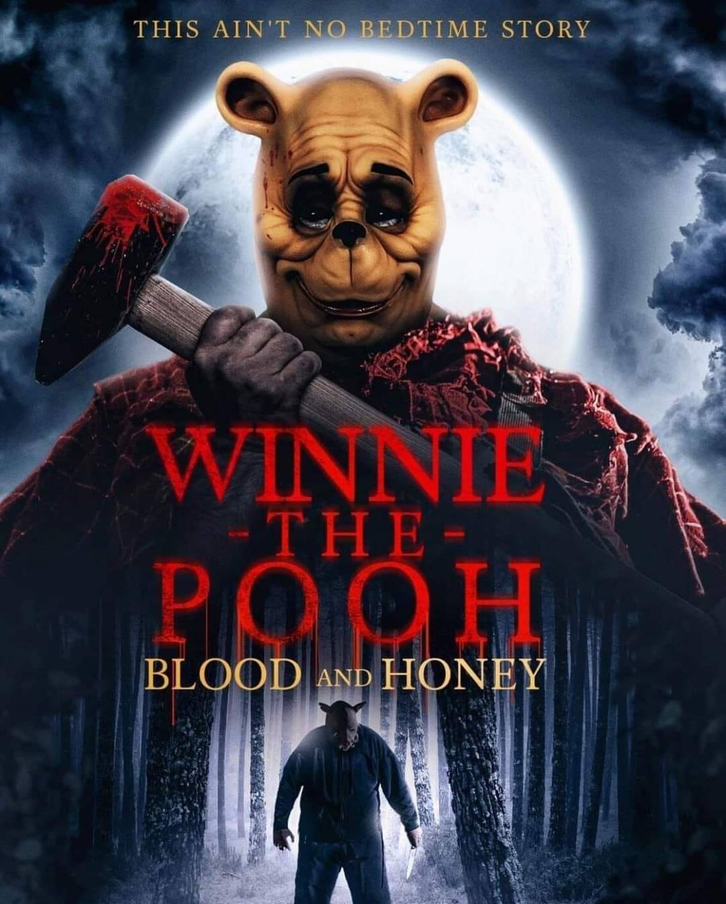 Parte del material publicitario de la cinta Winnie The Pooh: Miel y sangre, declarada la peor película del 2024 en la edición de este año de los premios Razzie. Foto: Cortesía.