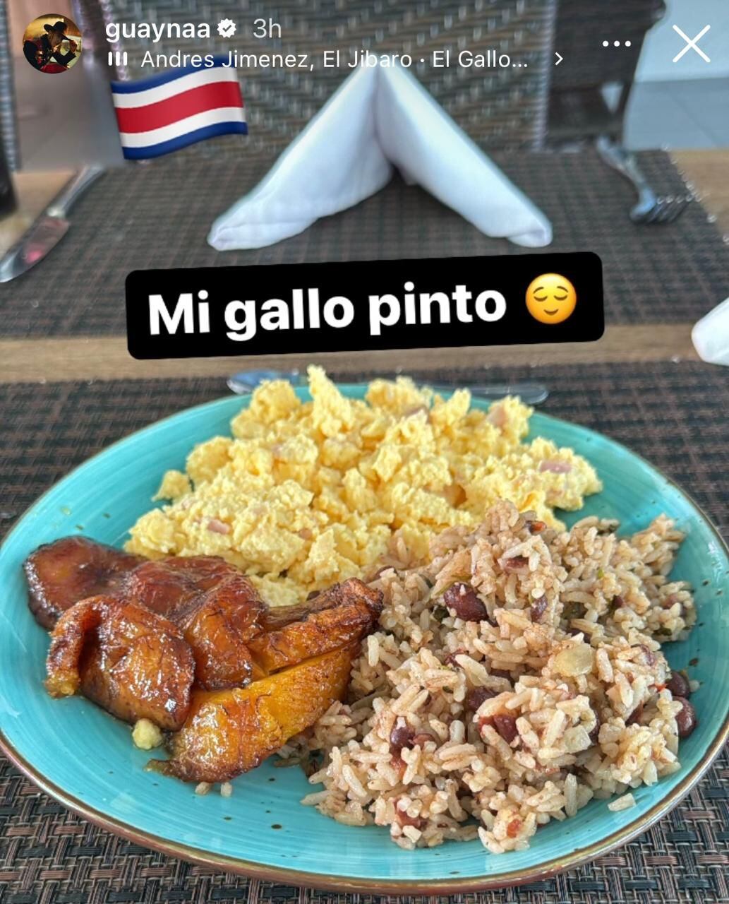 Guaynaa publicó en sus redes sociales que este lunes 20 de mayo desayunó un buen gallo pinto. 