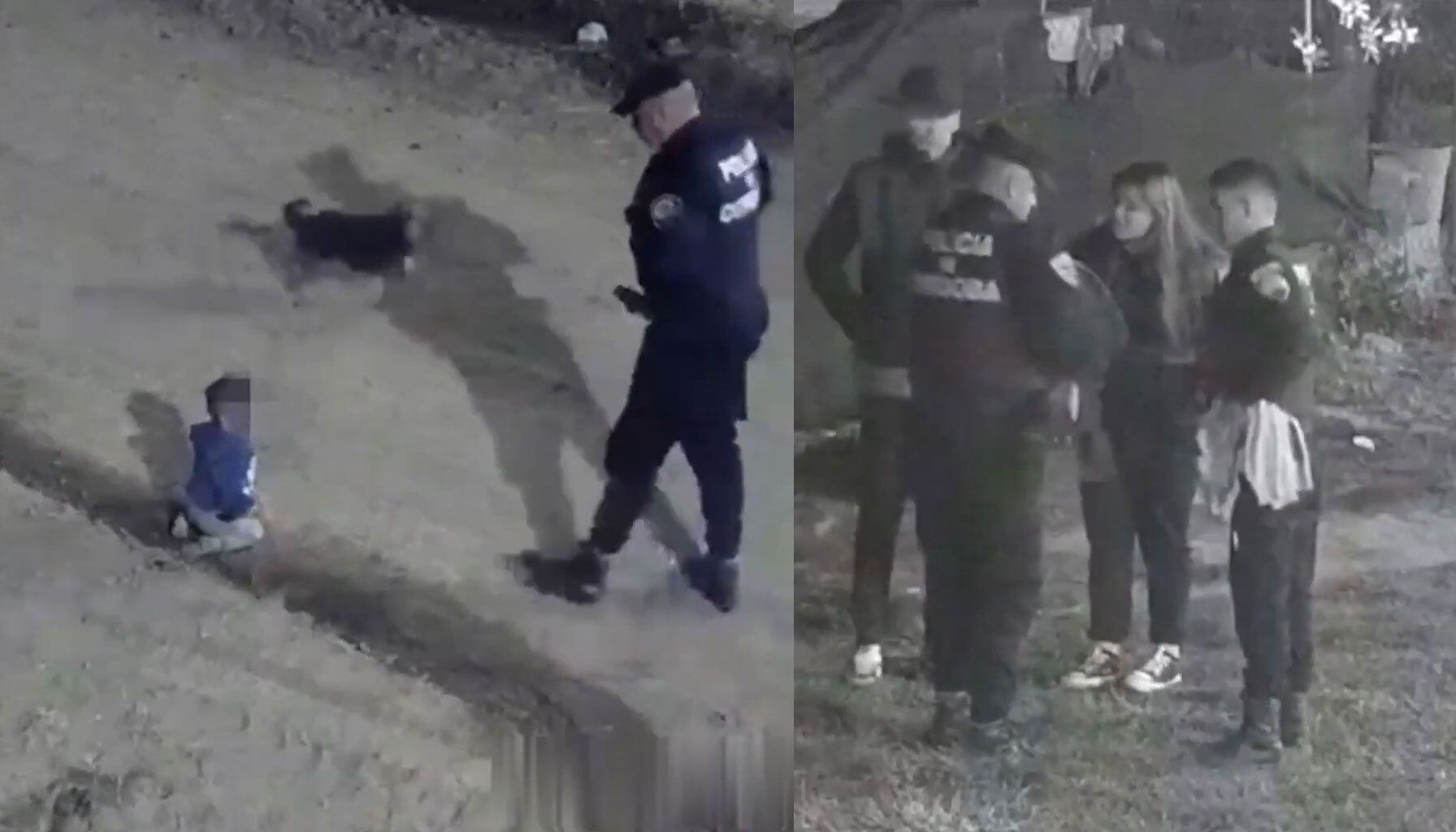 Policía de Argentina abriga a un niño de un año encontrado en una calle acompañado de su perro, tras escapar de su casa durante la noche.