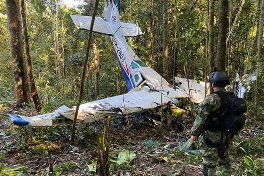 Esta era la avioneta en la que viajaban los niños indígenas que sobrevivieron 40 días en la selva amazónica colombiana. La aeronave se estrelló el pasado 1.° de mayo. La madre de los menores falleció. 