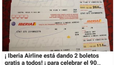 Promoción falsa: Iberia no está regalando dos boletos por redes sociales 