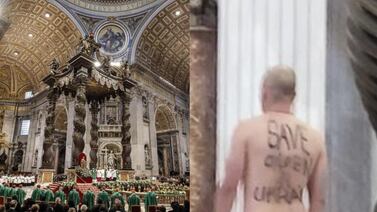Hombre se desnuda en el Vaticano como protesta por guerra en Ucrania