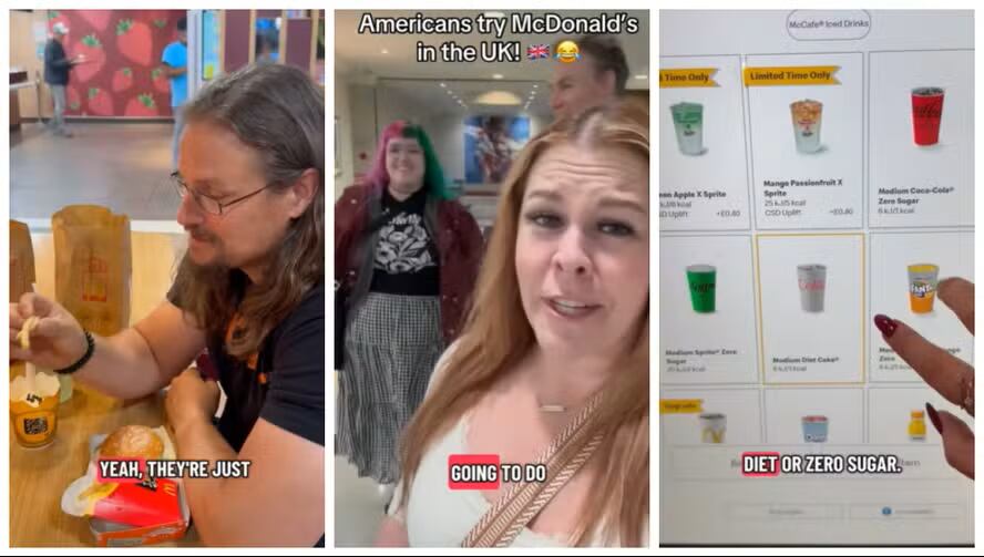 Bebidas sin azúcar, postres únicos y papas sin sal: así fue la experiencia de estadounidenses en un McDonald's británico.