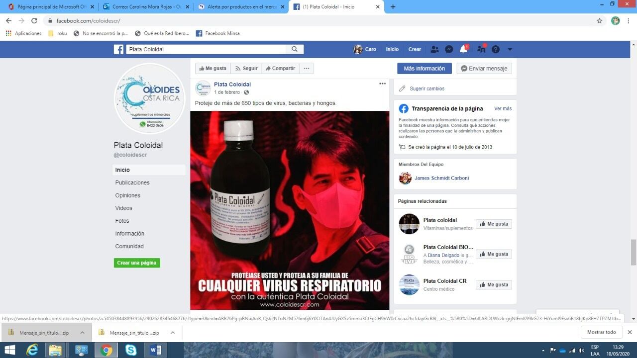 Plata Coloidal es un supuesto medicamento contra el coronavirus que Salud decomisó porque no cuenta con registros