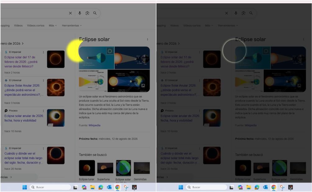 Una búsqueda en Google activa una animación que simula el eclipse solar anular de febrero y acerca el fenómeno a millones de personas.