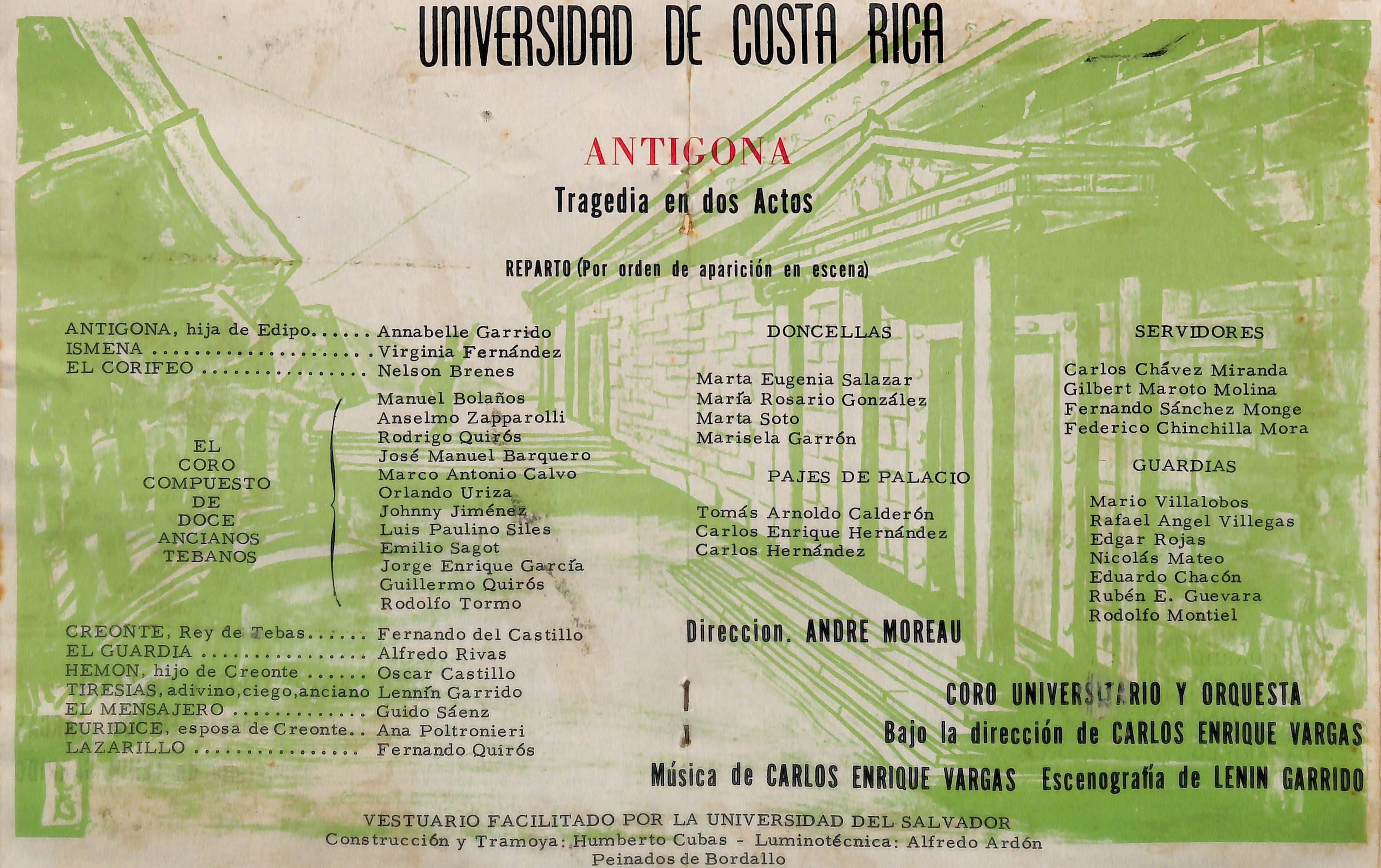 Programa de mano (páginas de los créditos) de 'Antígona'.