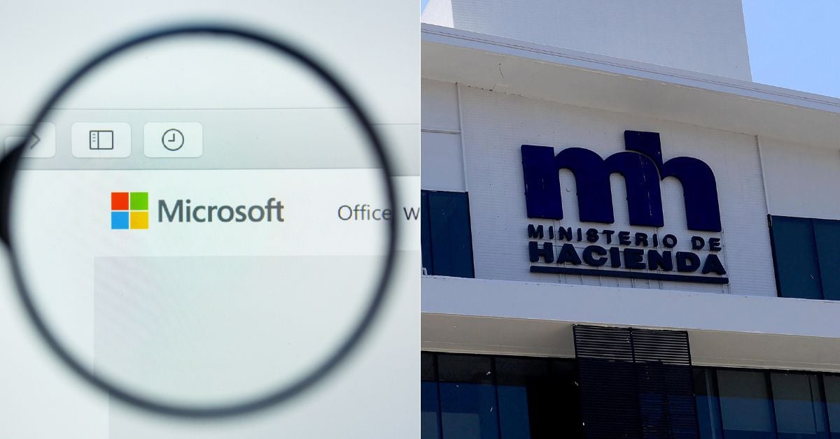 En la imagen, el logo de microsoft y la fachada de Hacienda