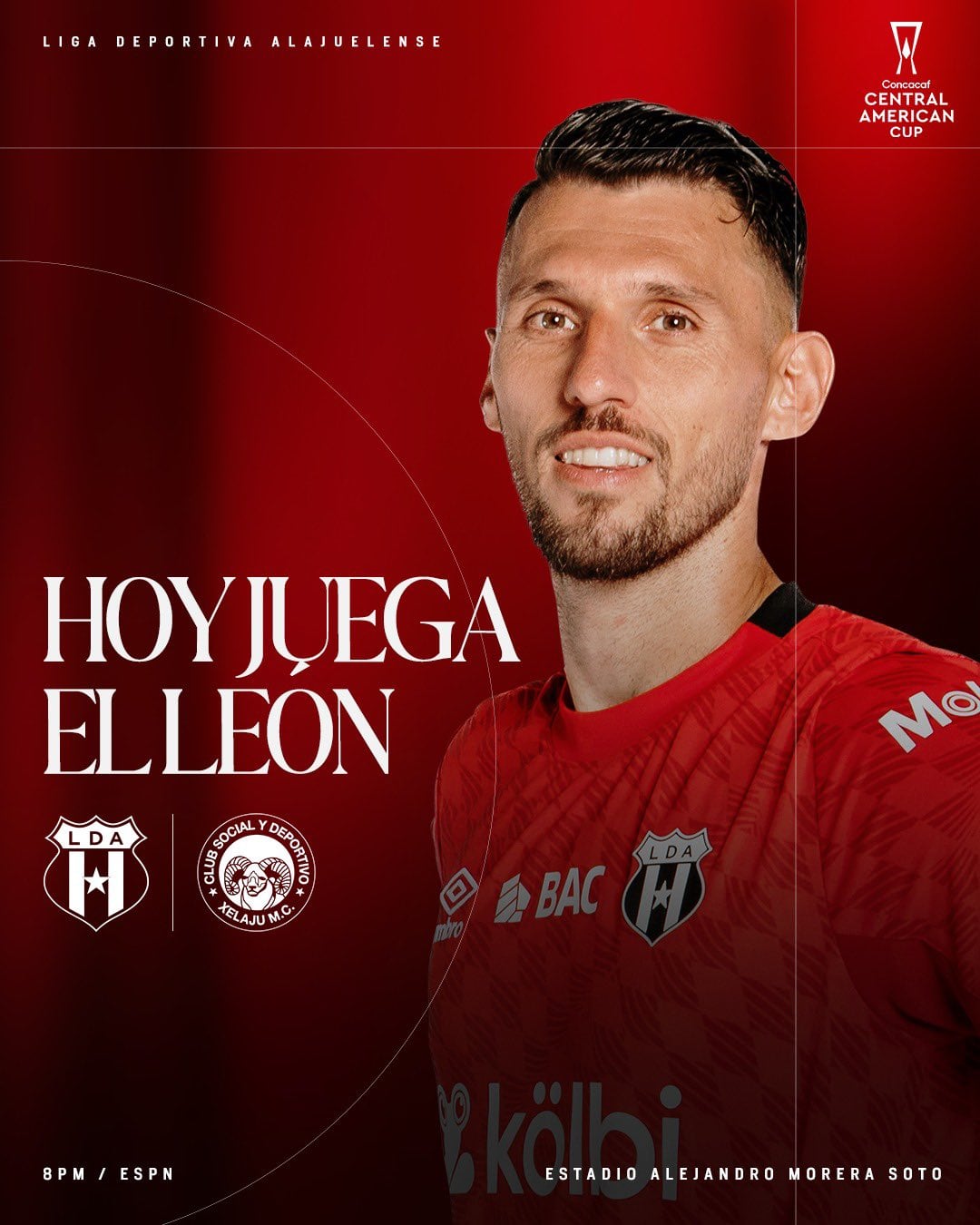 Así anuncia Liga Deportiva Alajuelense el partido contra Xelajú, en la Copa Centroamericana de Concacaf.