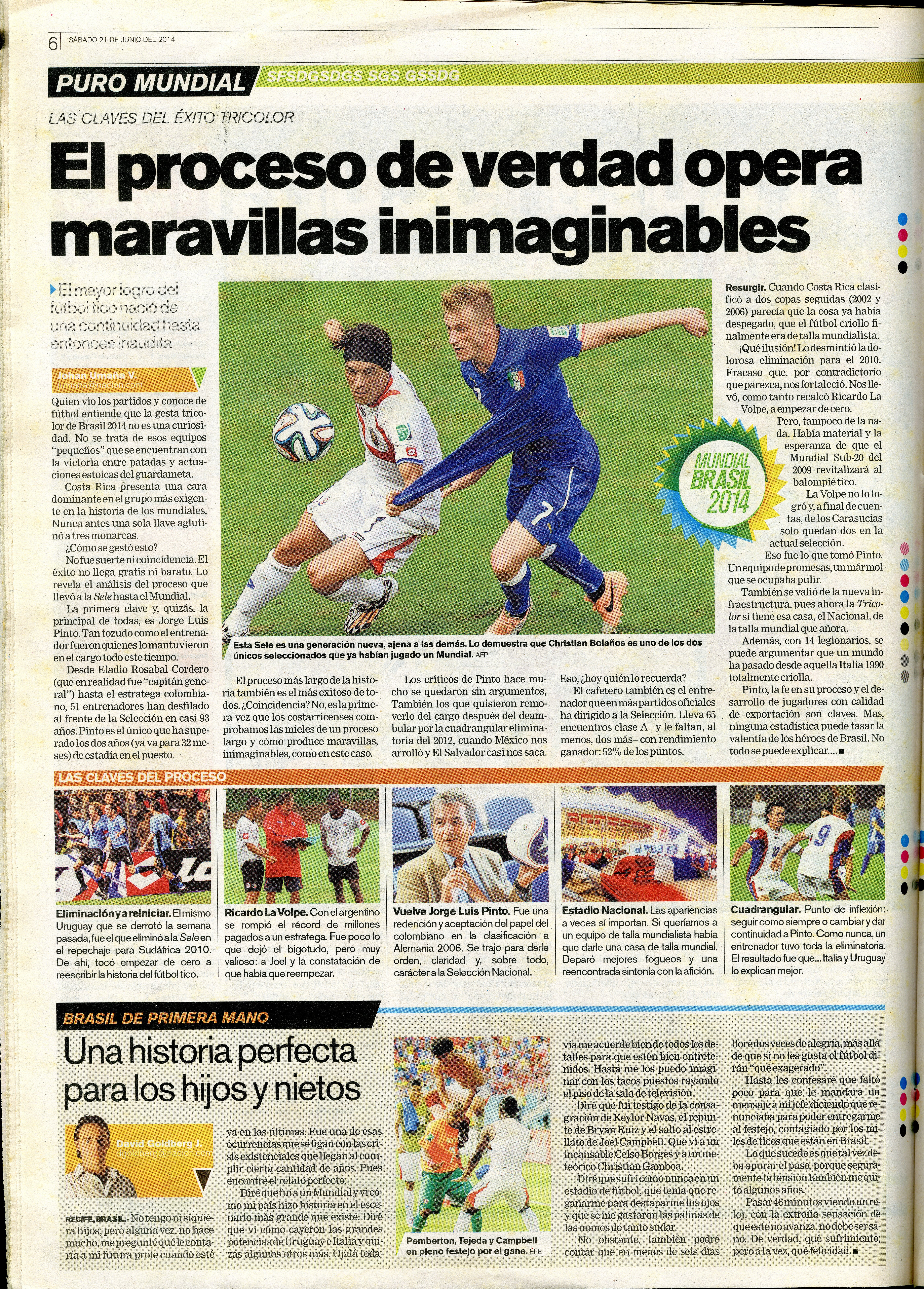 Partido Costa Rica vs. Italia en el Mundial de Brasil 2014. / Archivo LN