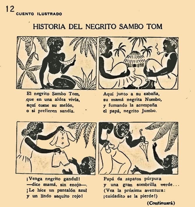 La revistaFarolito presentó esta historia del negro sambo Tom,. Esta es una publicación realizada en 1950.