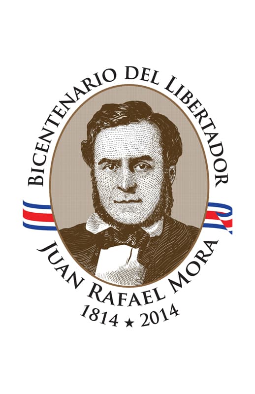 Logotipo oficial del Bicentenario del Libertador Juan Rafael Mora. El diseño fue realizado por Rubén Darío Arena.