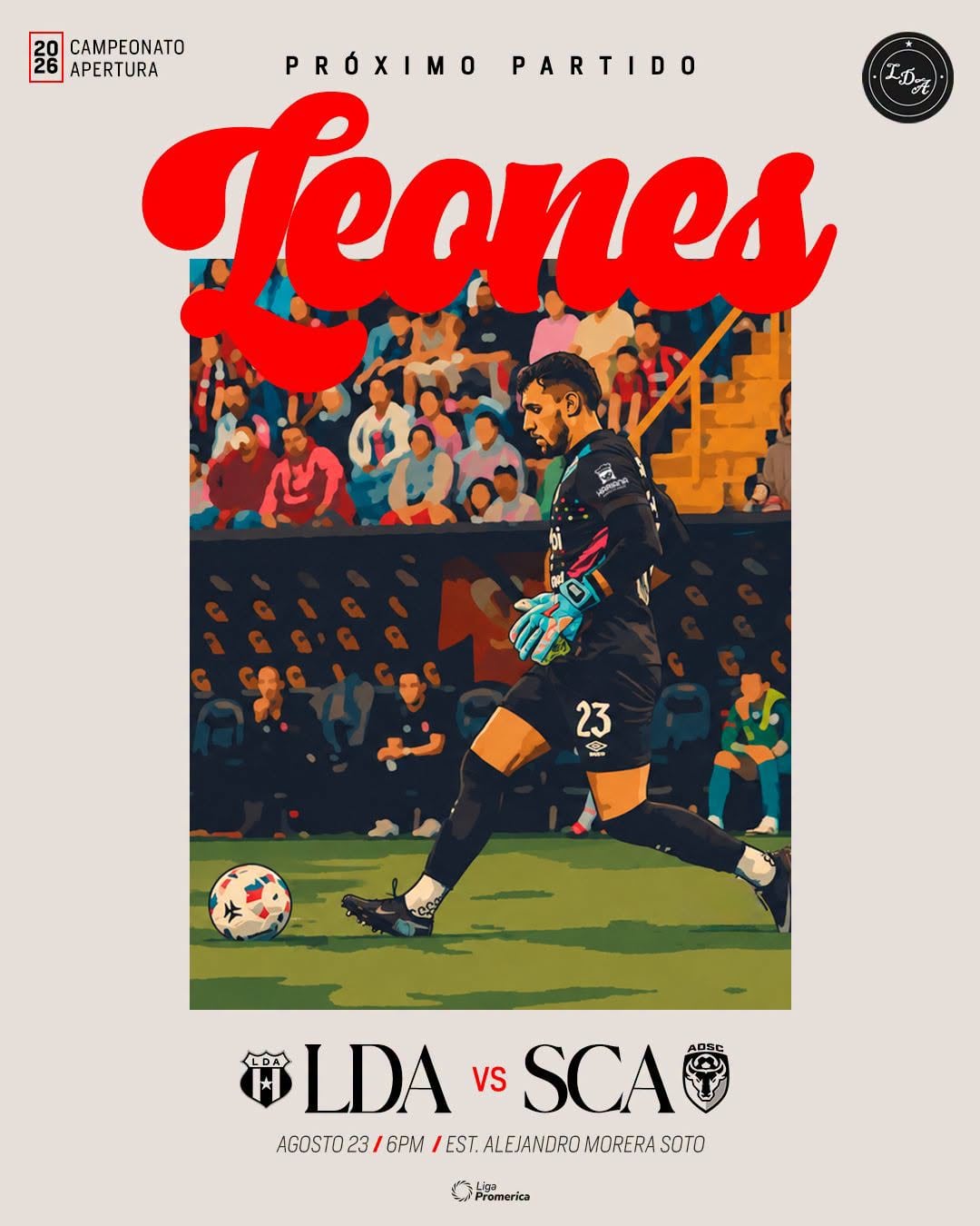 Alajuelense promociona el partido contra San Carlos con una ilustración de Washington Ortega.