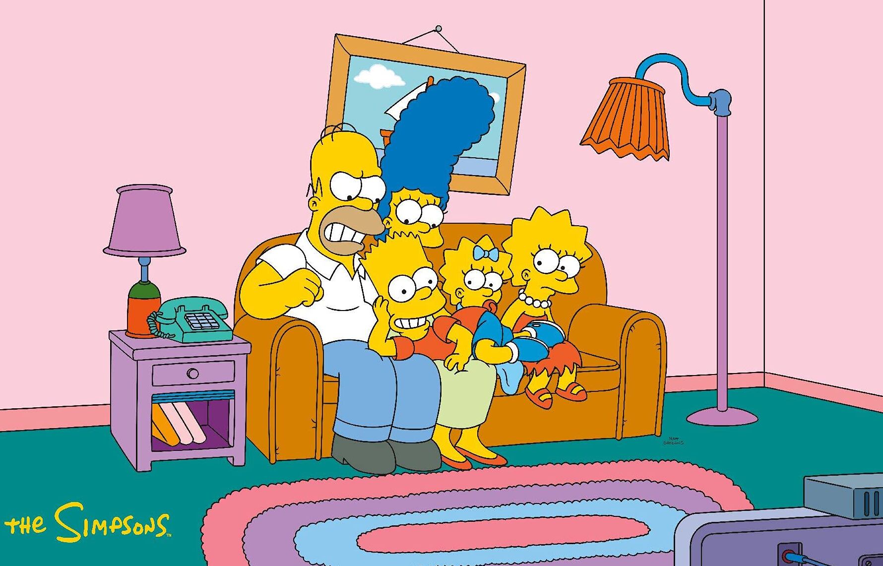 Imagen de 'Los Simpson' en el sofá de la casa.