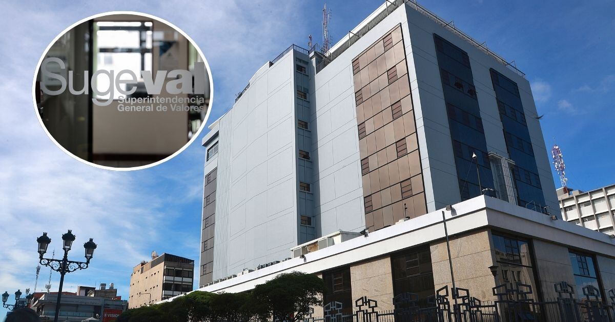 El edificio del Banco Central en San José y el logo de la Sugeval.